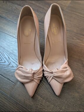 kate spade Nude Patent Leather Knot-Accent Pointed-Toe Pumps